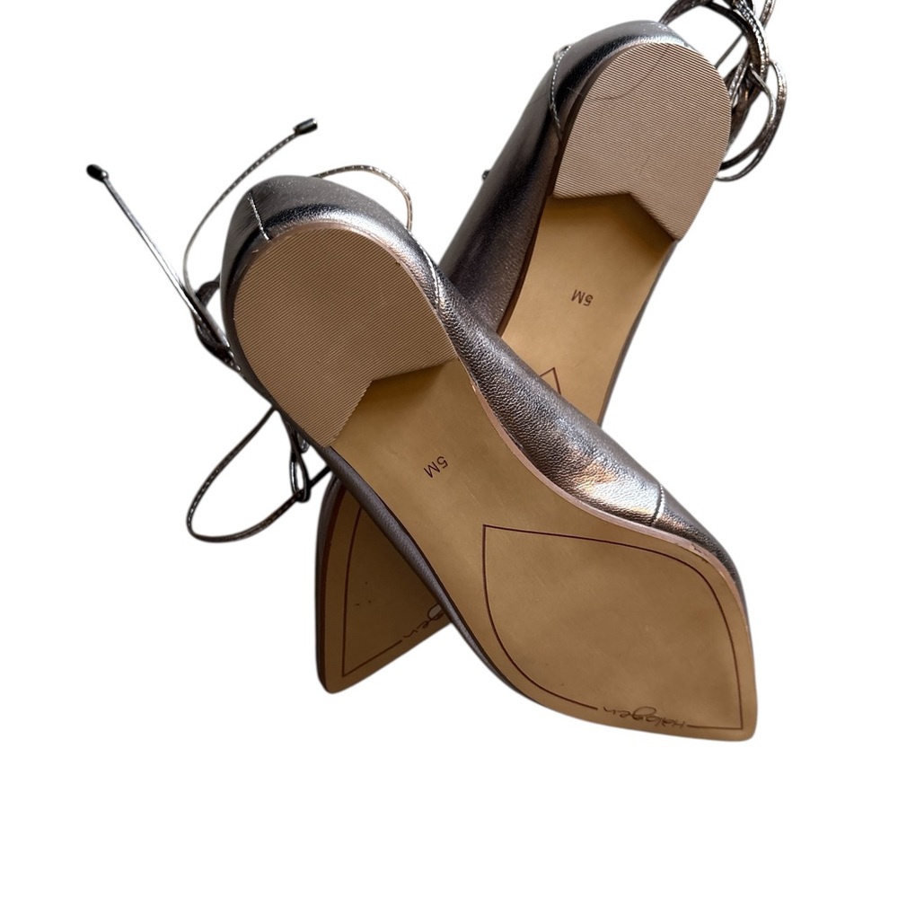 Halogen Women's Metallic Lace-Up Ponty Toe Flats - Picture 3 of 3